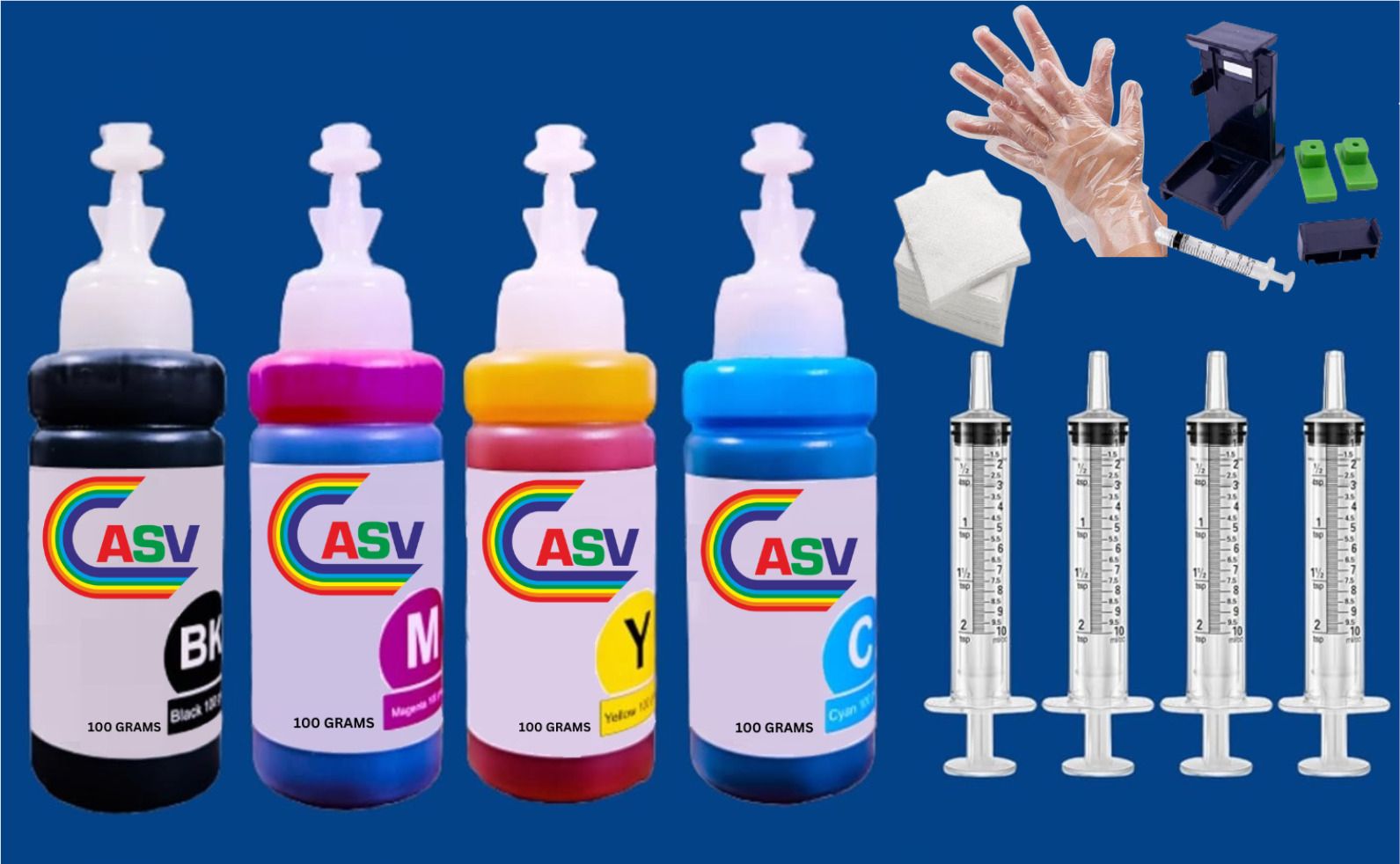 ASV Refill ink For HP Deskjet plus 4121, 4122, 4123 Black + Tri Color Combo Pack Ink Cartridge-image-28