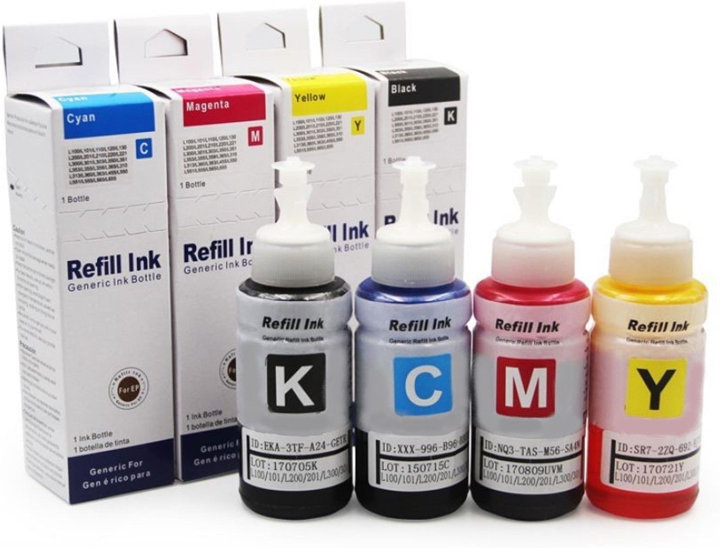Corexa 664 Refill Ink Compatible for L130, L360, L380, L210, L220, L365, L130 Black + Tri Color Combo Pack Ink Bottle-image-33