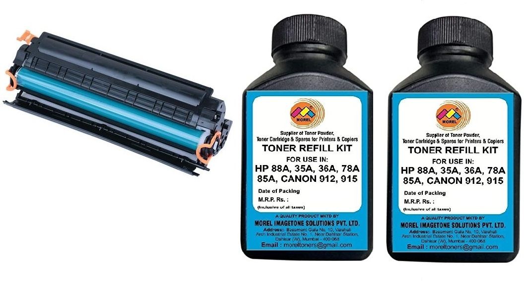 MOREL 88A EASY REFILL WITH POWDER FOR HP C388A P1007 1008 M1213NF M1136MFP. (SET OF 2) Black - Twin Pack Ink Cartridge-image-8
