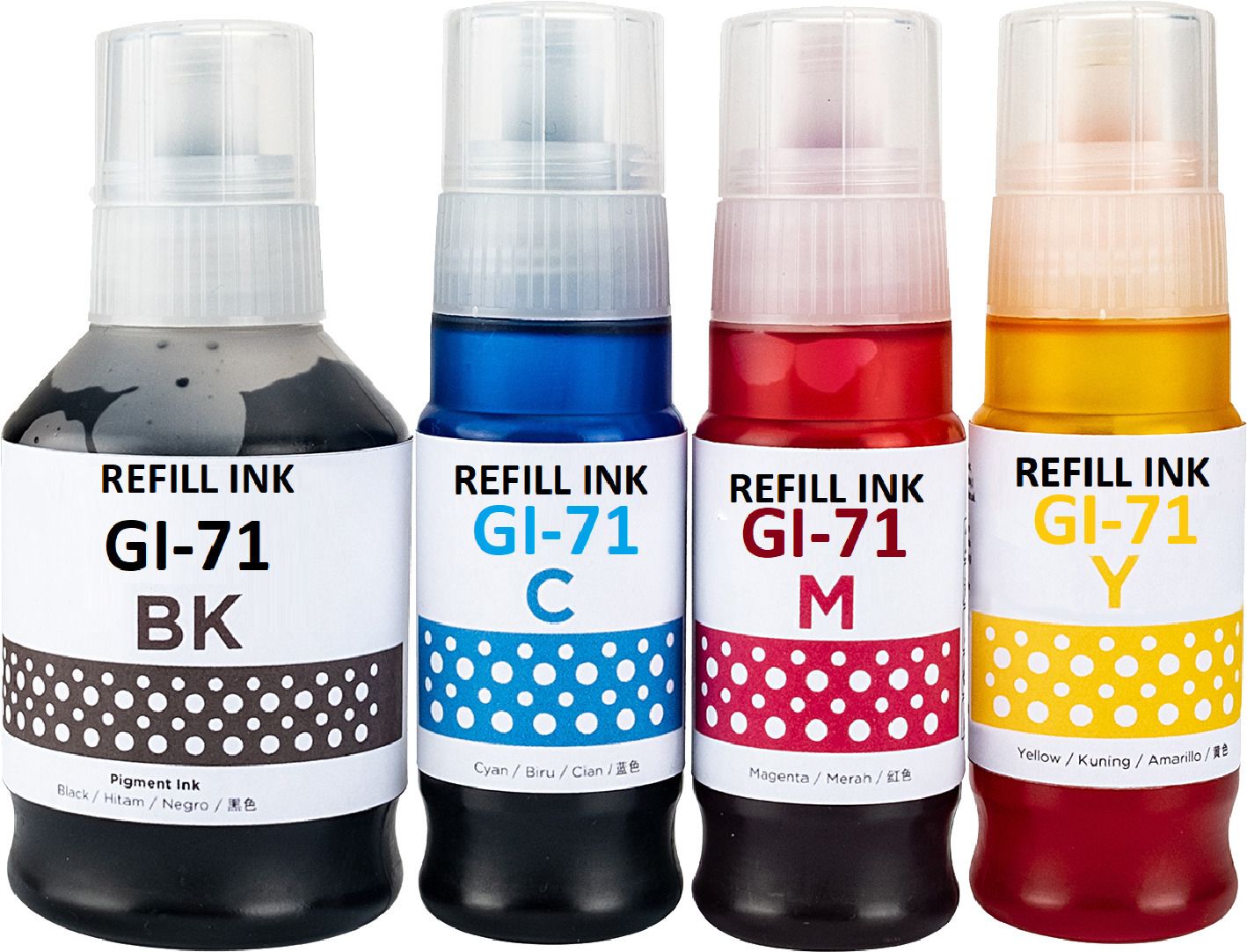 vavia Ink For GI Series GI 71 G1020,G2020,G2021,G2060,G3020,G2021,G3060 Printers Black + Tri Color Combo Pack Ink Bottle-picture-17