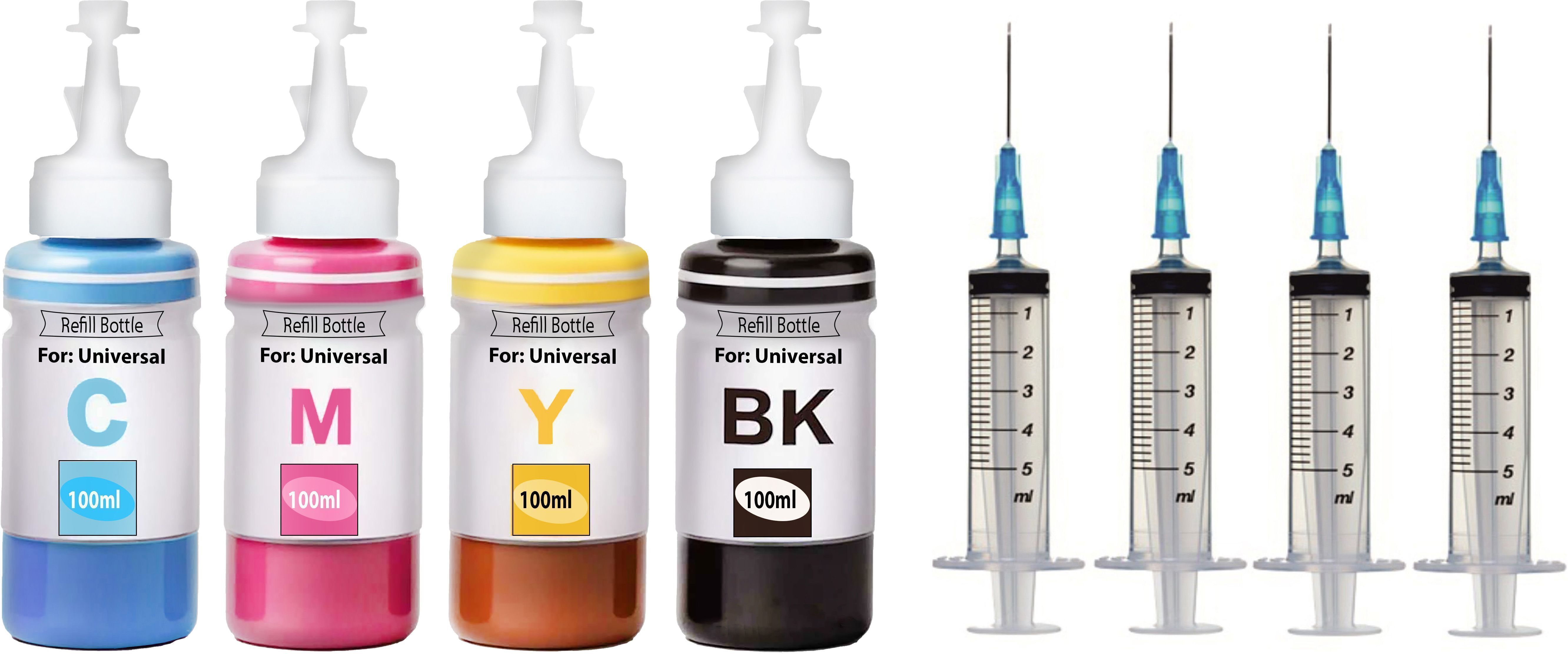 LXMZRKL Refill Ink Kit Compatible For 2135 All-in-One Printer (100ML*4Syrings) Black + Tri Color Combo Pack Ink Bottle-image-2