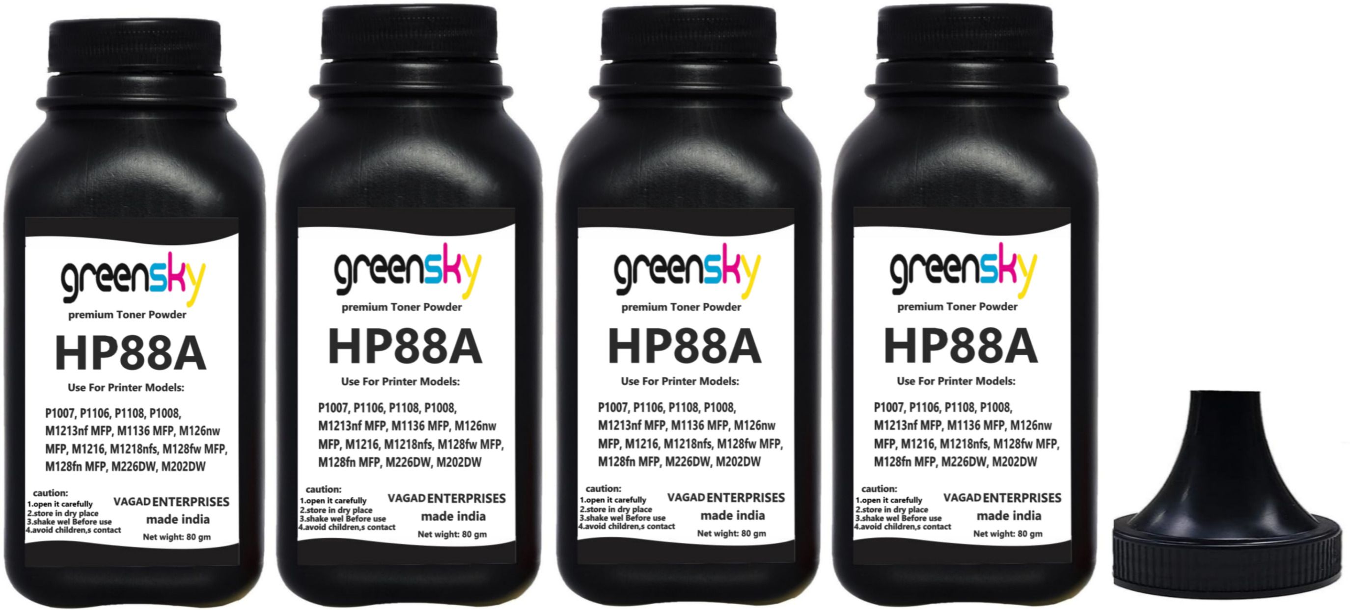 greensky toner powder compatible for 88a 78a 85a cartridges 80 gram black ink toner