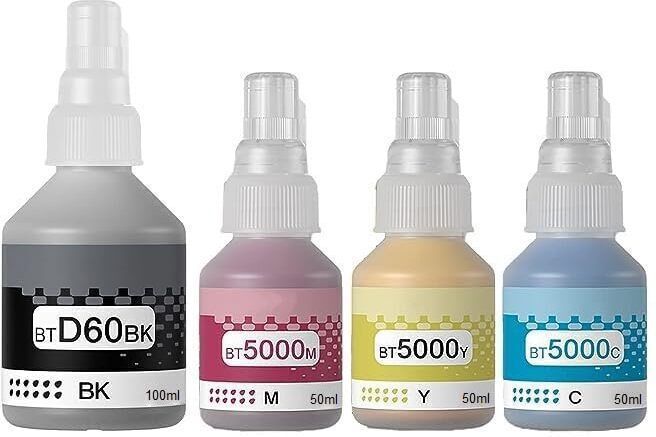 TNUZRKL BT5000BK Refill Ink Set (100ml Black+50ml TriColor)CompatibleFor DCPT220 Printer Black + Tri Color Combo Pack Ink Bottle-image-11