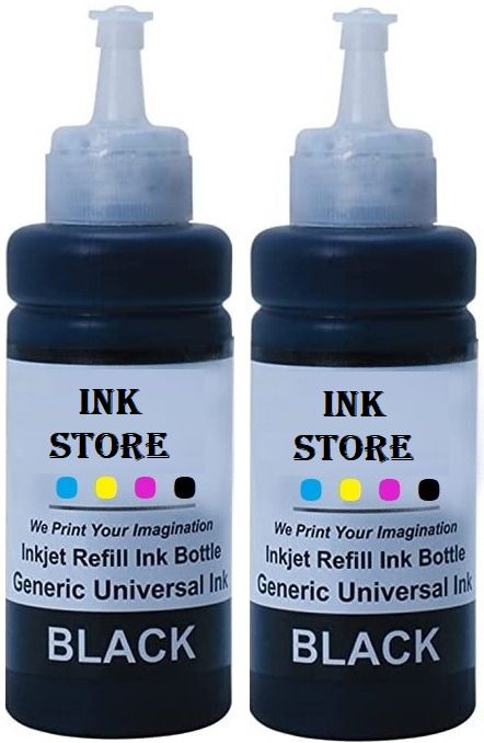 INKSTORE T664 Ink For Epson L130,L380,L210,L220,L310, L350Printers - (C/M/Y/Bk x 4) Black - Twin Pack Ink Bottle