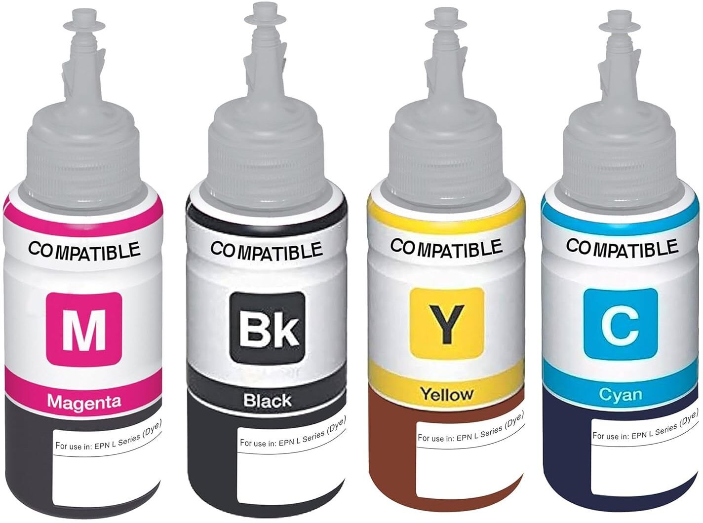 canoff Epson T664 Ink For L130,L380,L220,L360,L455 Printers - (C/M/Y/Bk - 70g x 4) Black + Tri Color Combo Pack Ink Bottle-image-20