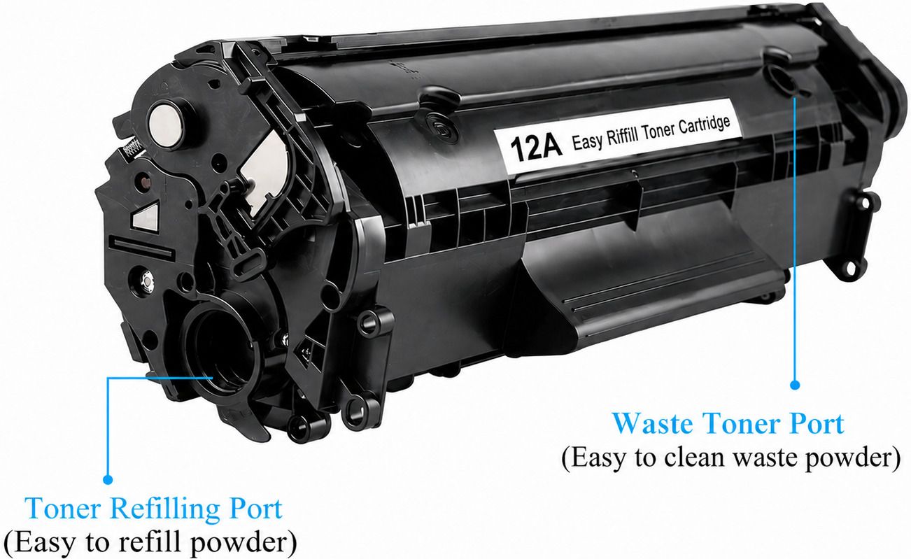 Corexa 12A EASY REFILL Toner Cartridge for 1010,1012, 1015, 1018, 1020, 1022 Printers Black Ink Toner-image-43
