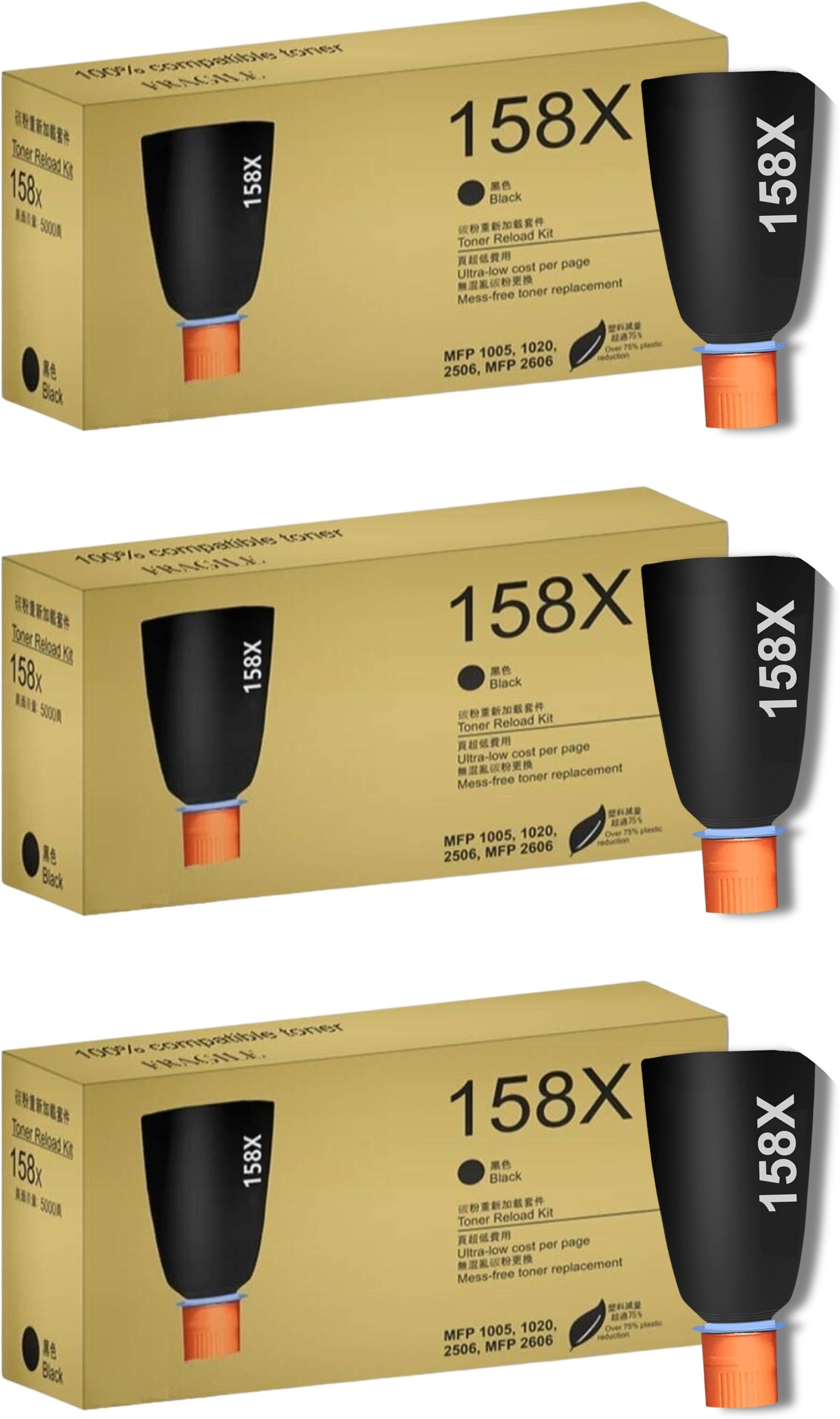 DOTPRINT 158X/W1580 Toner Reload Kit 3PCS For HP 1005,1005w,1020w,2606sdw,2606dn Printers Black Ink Cartridge-image-20