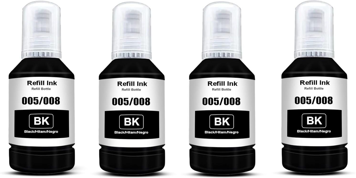 Flicker 005/008 Refill Ink Compatible for M2140, M1100, M1120, M1140 Printers 4Pic Black Ink Bottle-image-21