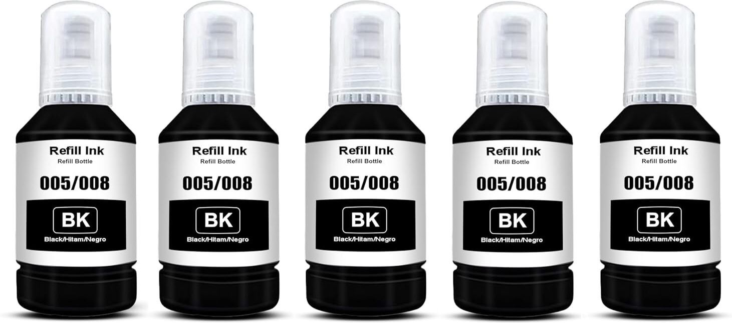 Flicker 005/008 Refill Ink Compatible for M2140, M1100, M1120, M1140 Printers 5Pic Black Ink Bottle-image-23