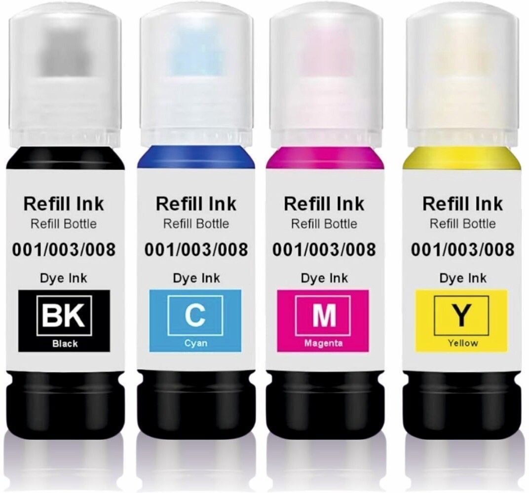 OOPQZRKL 003 Refill Ink for Ep L3110,L3115,L3116,L3150,L1110, Printer Black + Tri Color Combo Pack Ink Bottle-image-48