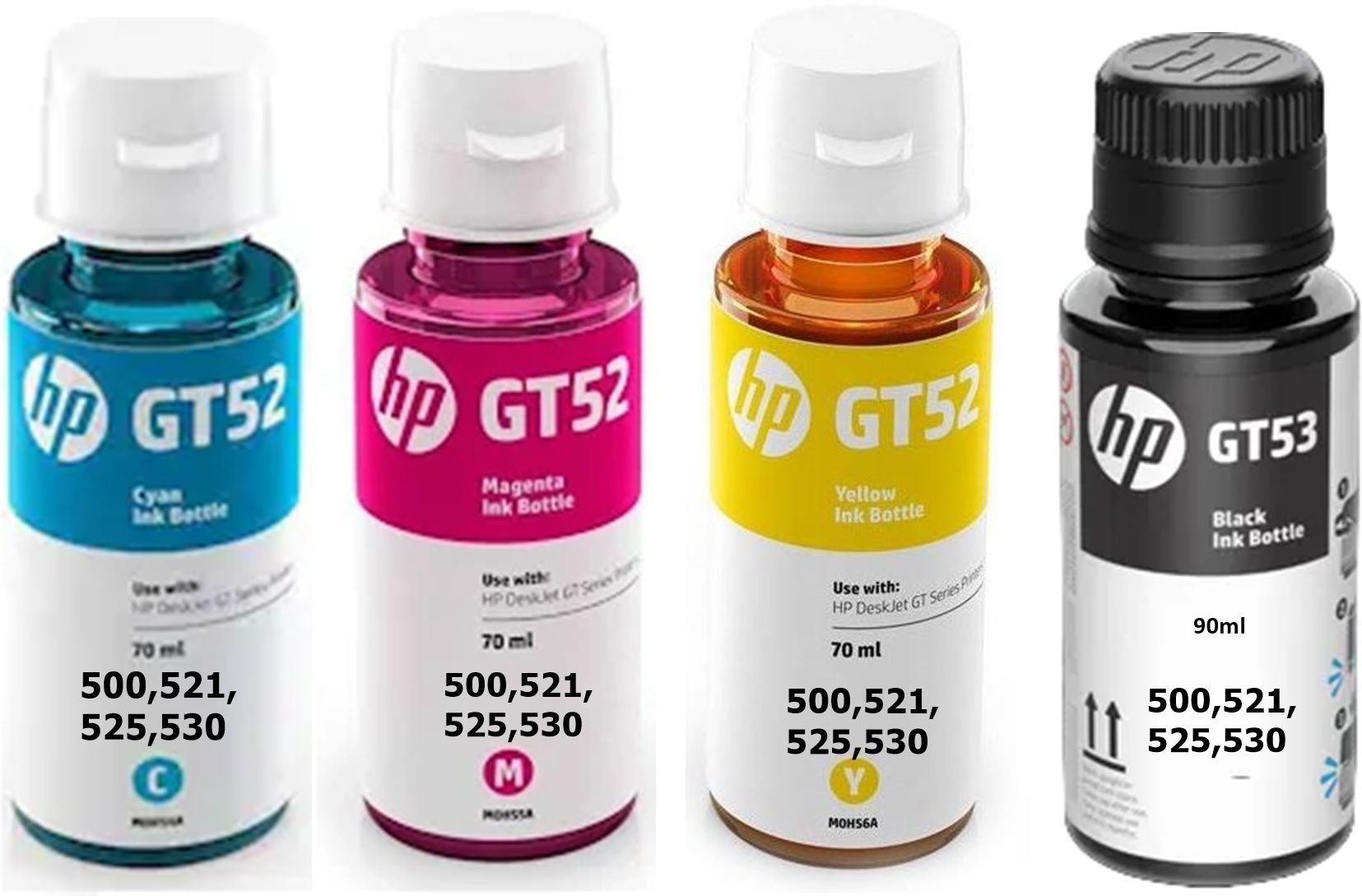 HP INK BOTTLE FOR HP 500,521,525,530 INK TANK PRINTER FOUR COLOR COMBO Black + Tri Color Combo Pack Ink Bottle-image-40
