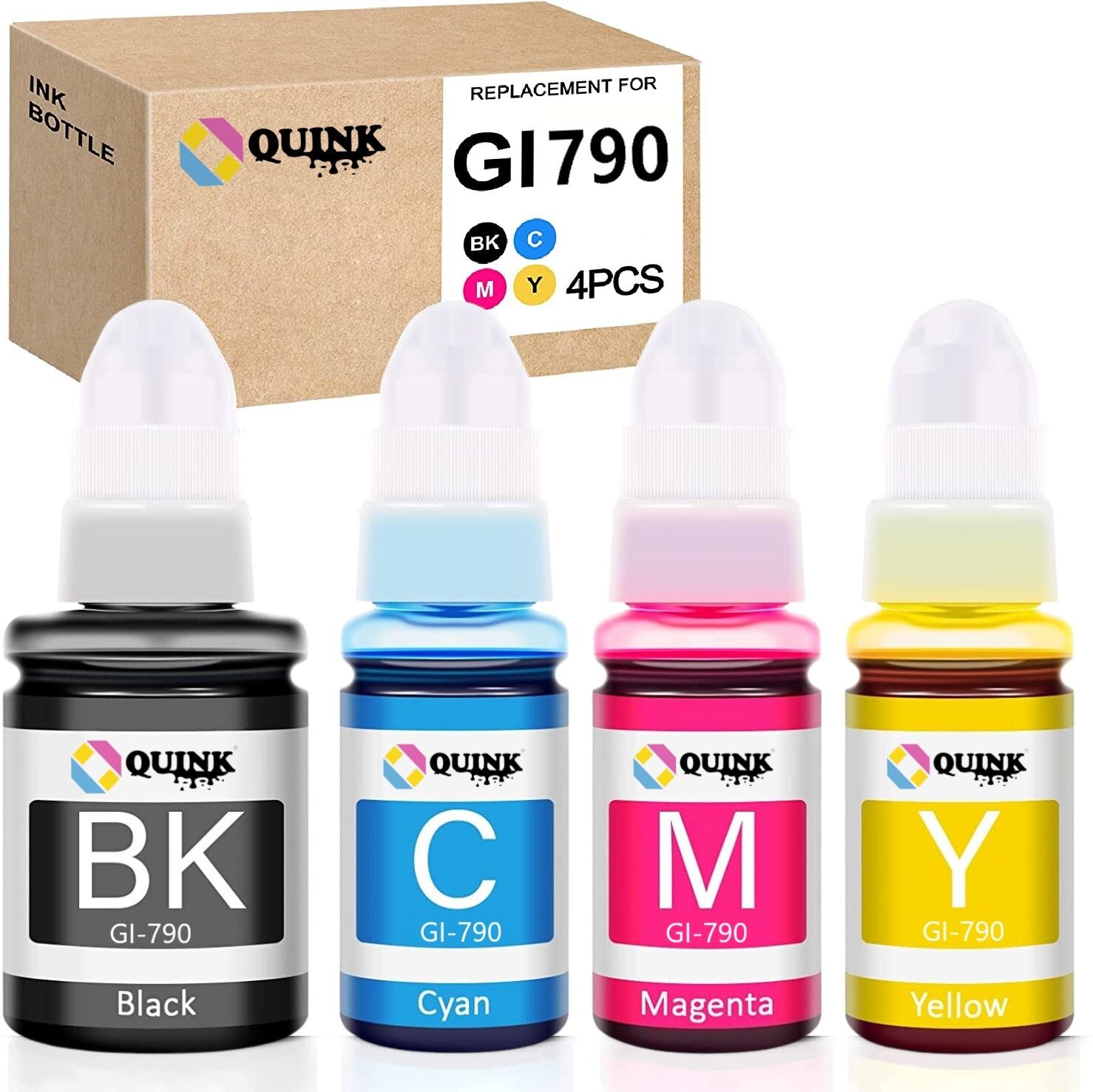 QUINK Refill for Canon G Series GI 790 Compatible for Canon PIXMA G1000,G1010,, Black + Tri Color Combo Pack Ink Bottle-picture-11