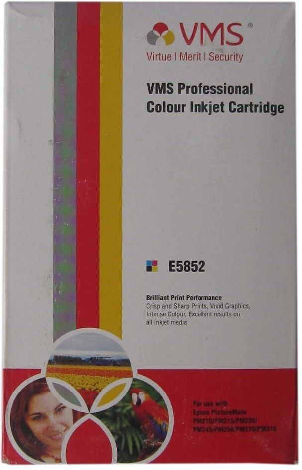 VMS Professional Colour Inkjet Cartridge E-5852 (CMYK) Suitable for Printer Tri-Color Ink Cartridge