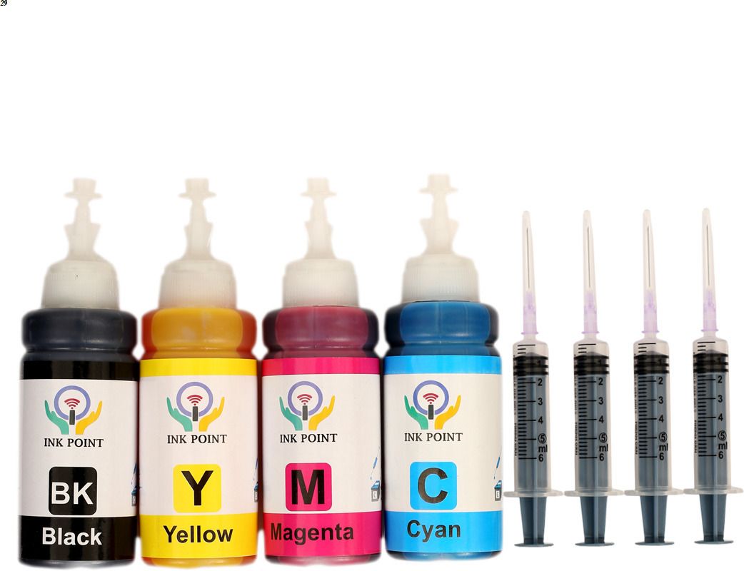 inkpoint Refill Ink For Canon Printer MG2570S B/C/Y/M 100 ML Each Bottle With Syringe Black + Tri Color Combo Pack Ink Bottle-image-35