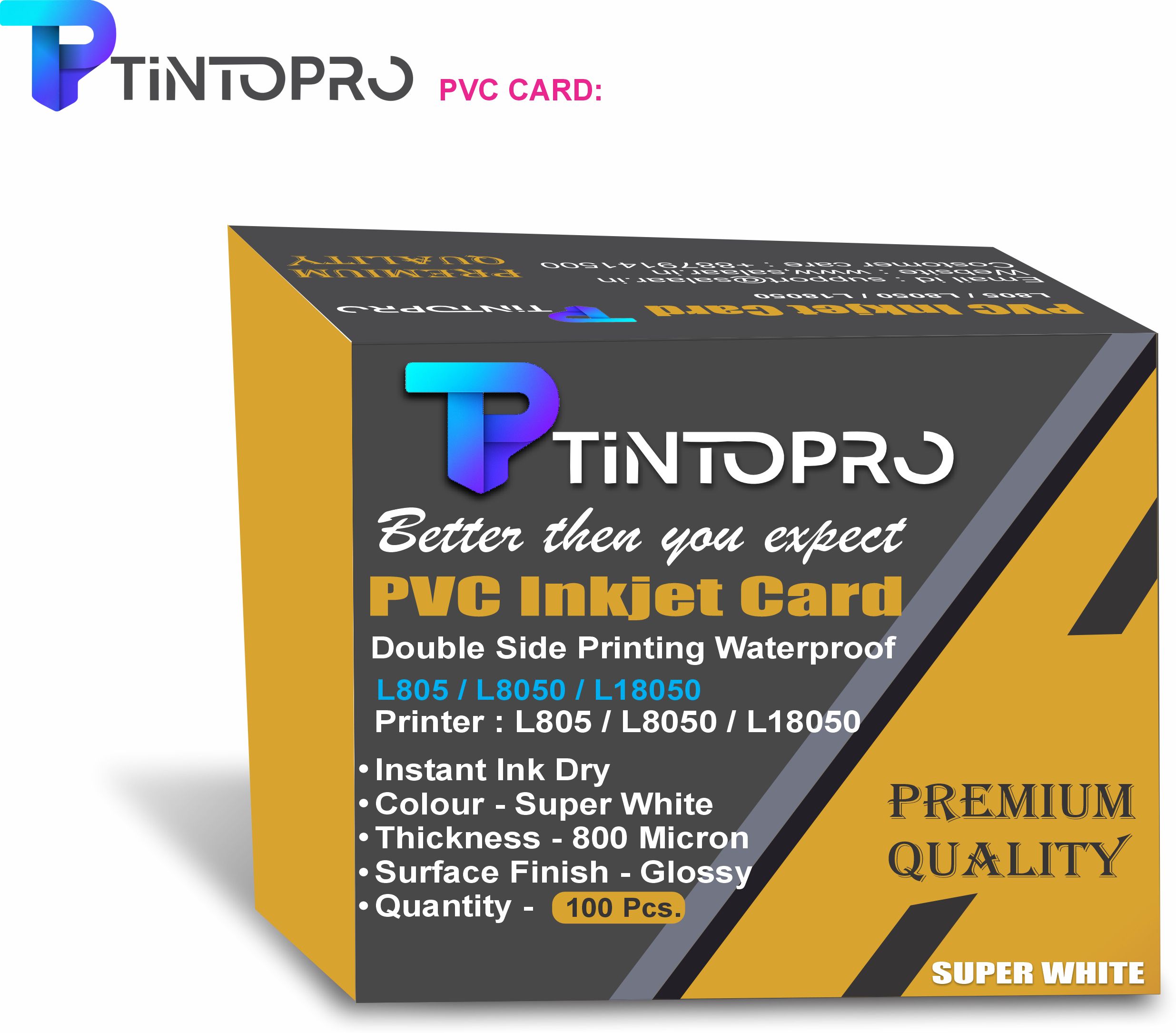 TintoPro 800 Micron Inkjet Plain PVC Card 100pc. | Double Side Printable ID Card Sheet White Ink Cartridge-image-3