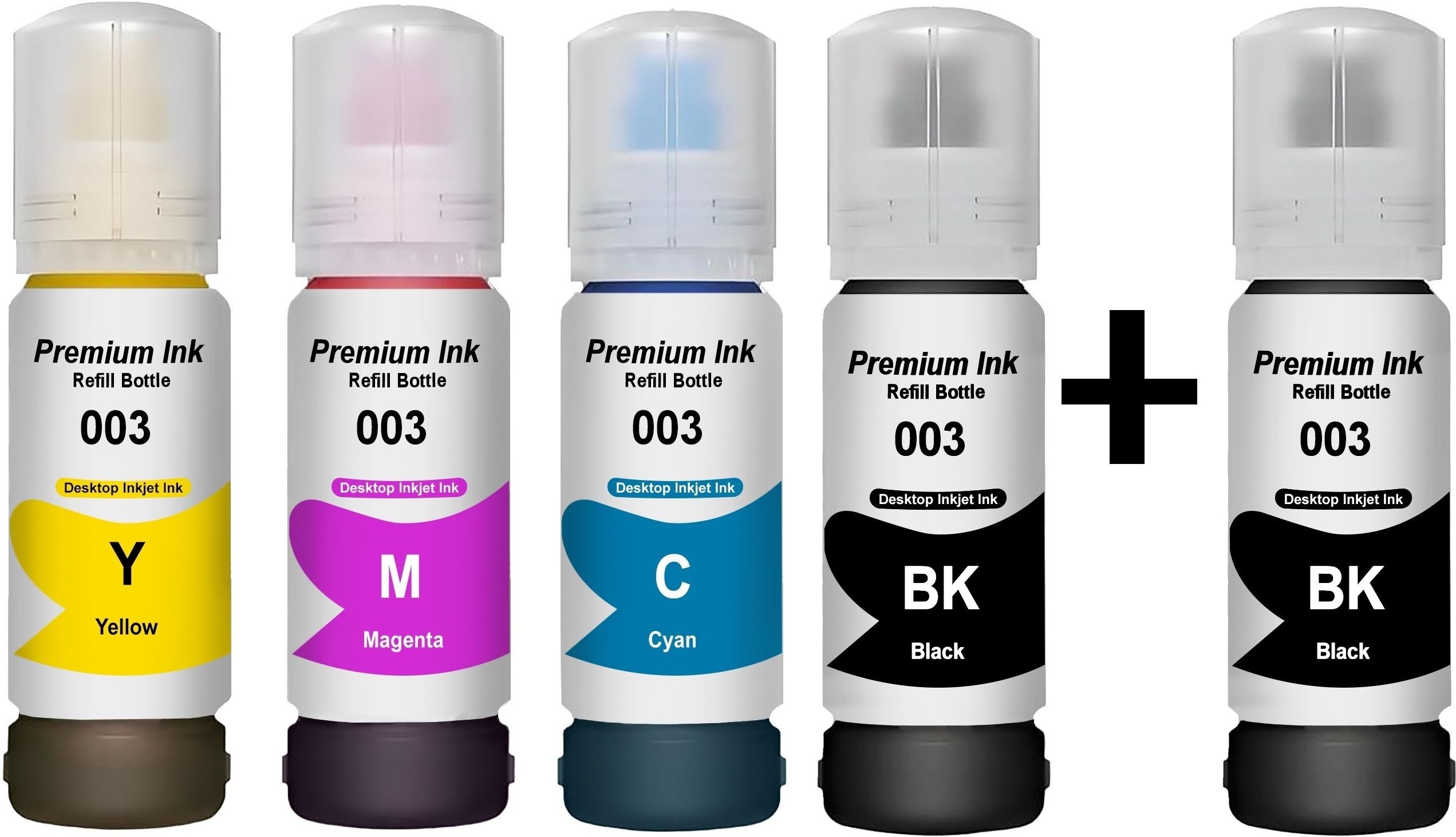 NNPRO 003 Compatible Refill Ink for Epson L3200 / L3210 / L3211 / L3250 / L3251 /L3252 Black + Tri Color Combo Pack Ink Bottle-image-1