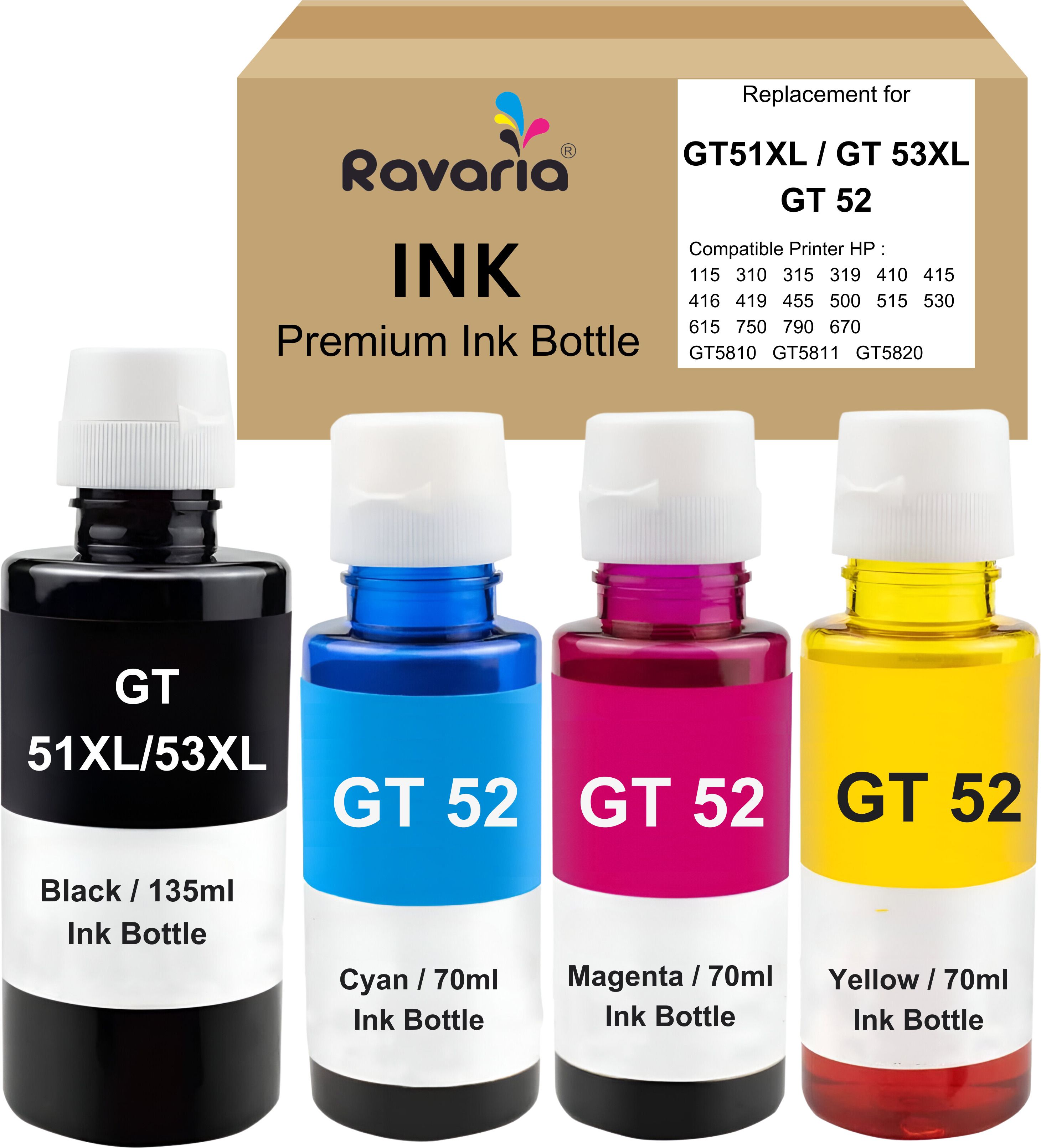 Ravaria Inktank + Smart Tank Printer Black + Tri Color Combo Pack Ink Bottle-image-37