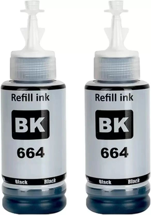 Inkteck 664 Refill Ink for Compatible Epson L130, L360, L380, L210, Printers(2Pcs) Black Ink Bottle