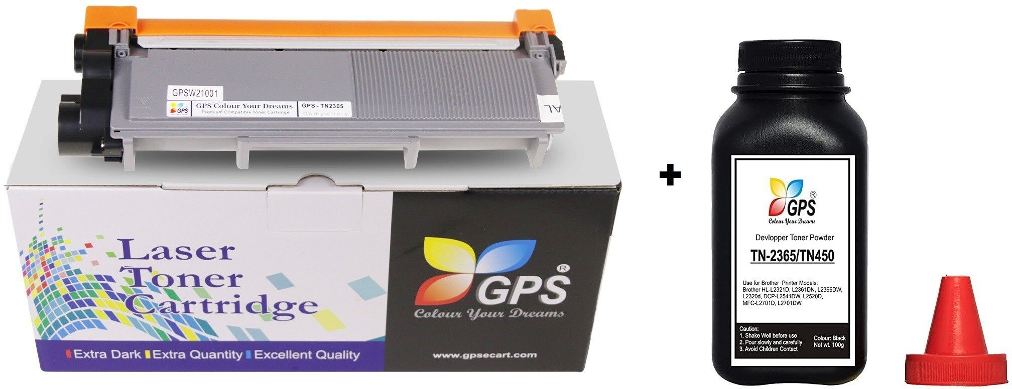 GPS Colour Your Dreams TN-2365 Toner Cartridge Compatible For Brother HL-L2321D, L2361DN, L2366DW, L2320d, DCP-L2541DW, L2520D, MFC-L2701D, L2701DW( TN2365 Toner 1 Pcs And Tn2365 Toner Powder 100Gm 1 Bottle ) Black Ink Toner Powder-image-13