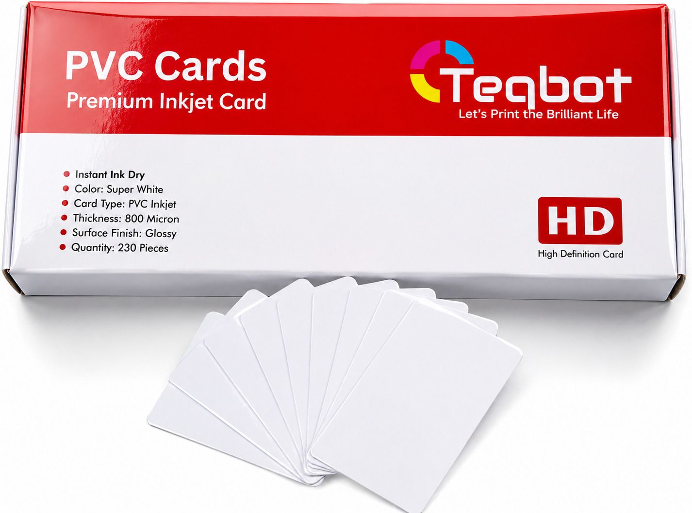Teqbot Premium White PVC Inkjet Cards PAck of 230pc. for Epson L8050/L18050 Printers White Ink Cartridge-image-23