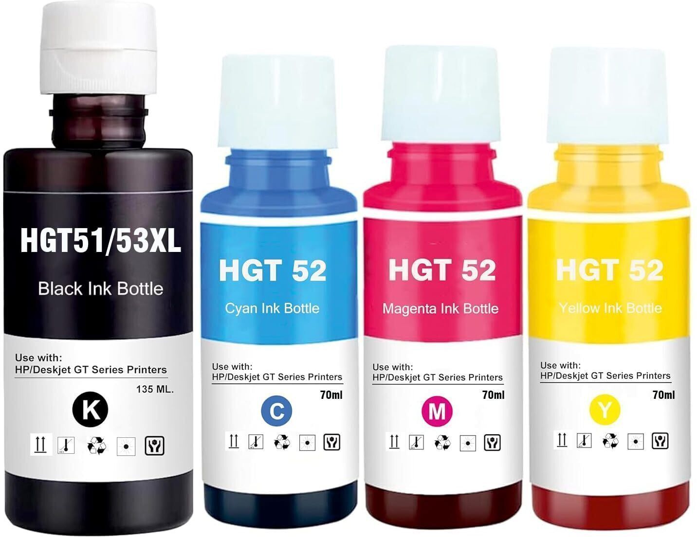 Corexa GT53Xl 52 Ink Set for HP 5810,5811,5820,5821,5822,310,315,316,319,410 Printer Black + Tri Color Combo Pack Ink Bottle-image-36