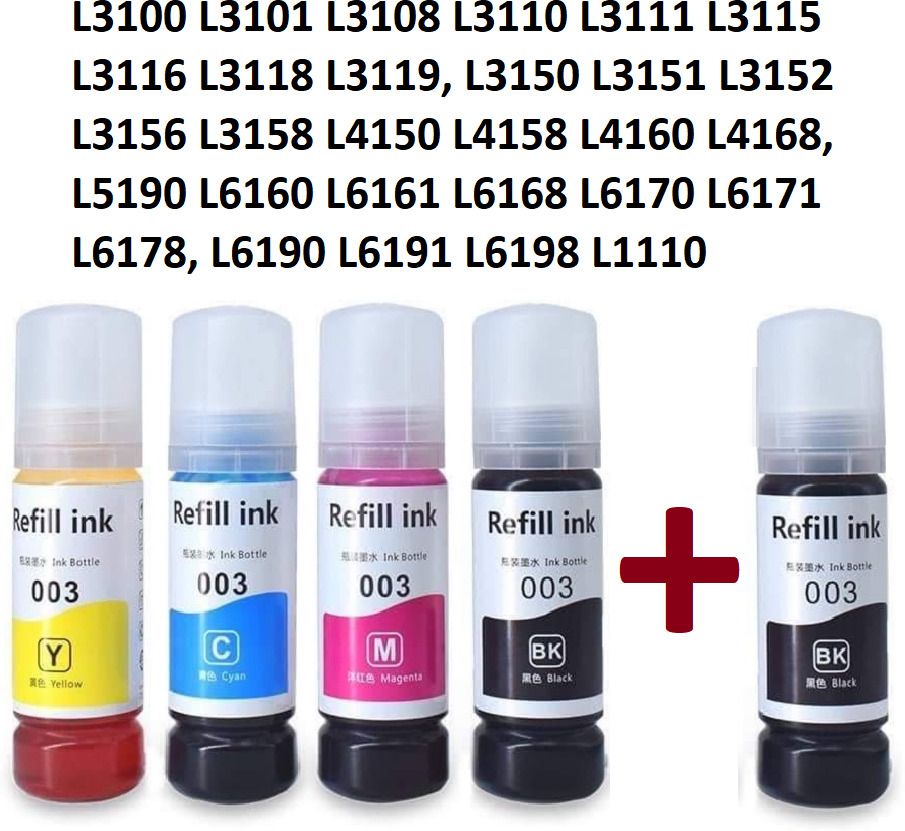 vavia Compatible Printers -- L3150,L3110,L5190,L1110,L4150,L6170,L4160,L6190 Black + Tri Color Combo Pack Ink Bottle-image-37