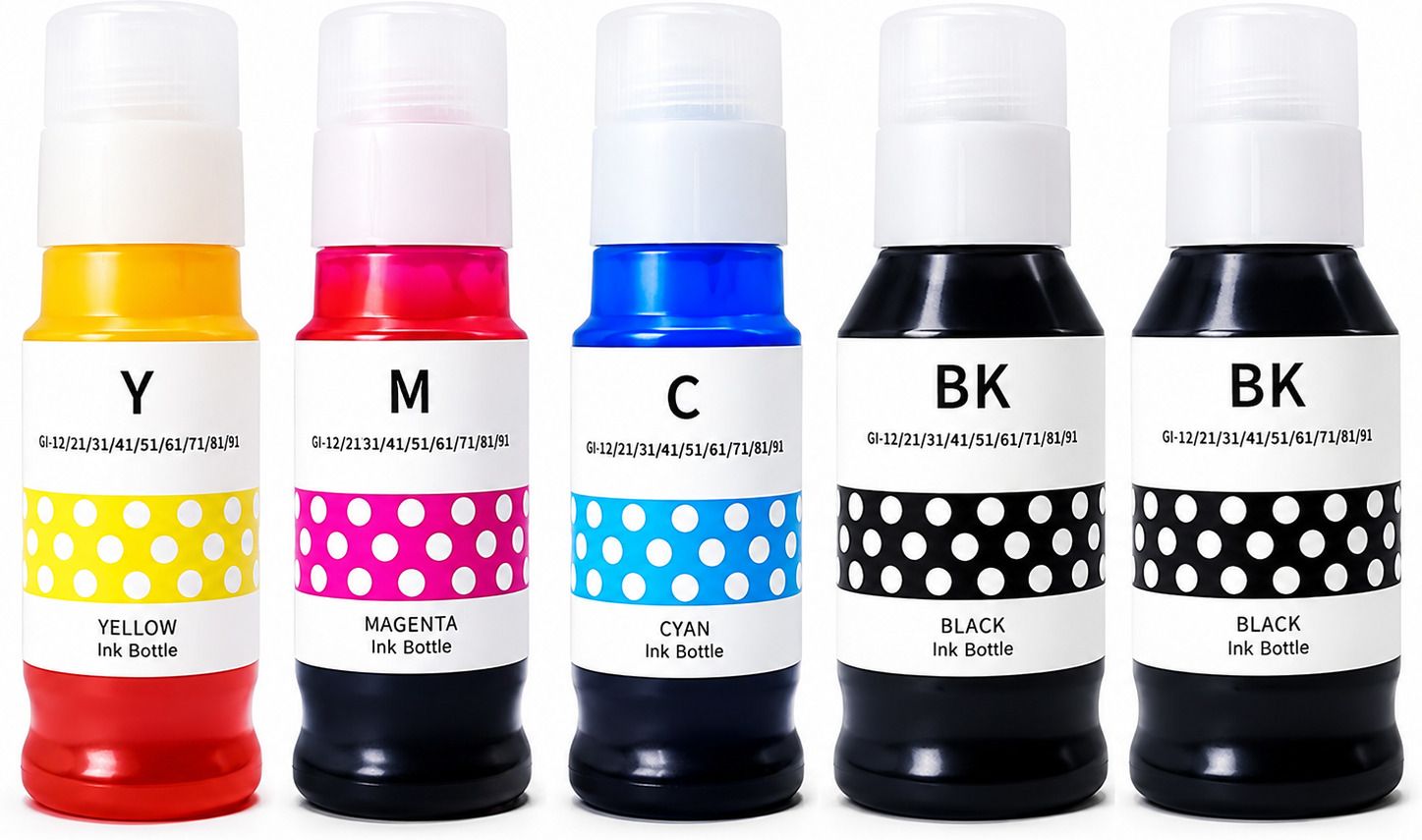 AVS CONCEPT GI-12 GI-21 Compatible Printer Refill Ink Bottle Set | 5 Color CMYK Ink Black Ink Bottle-image-47