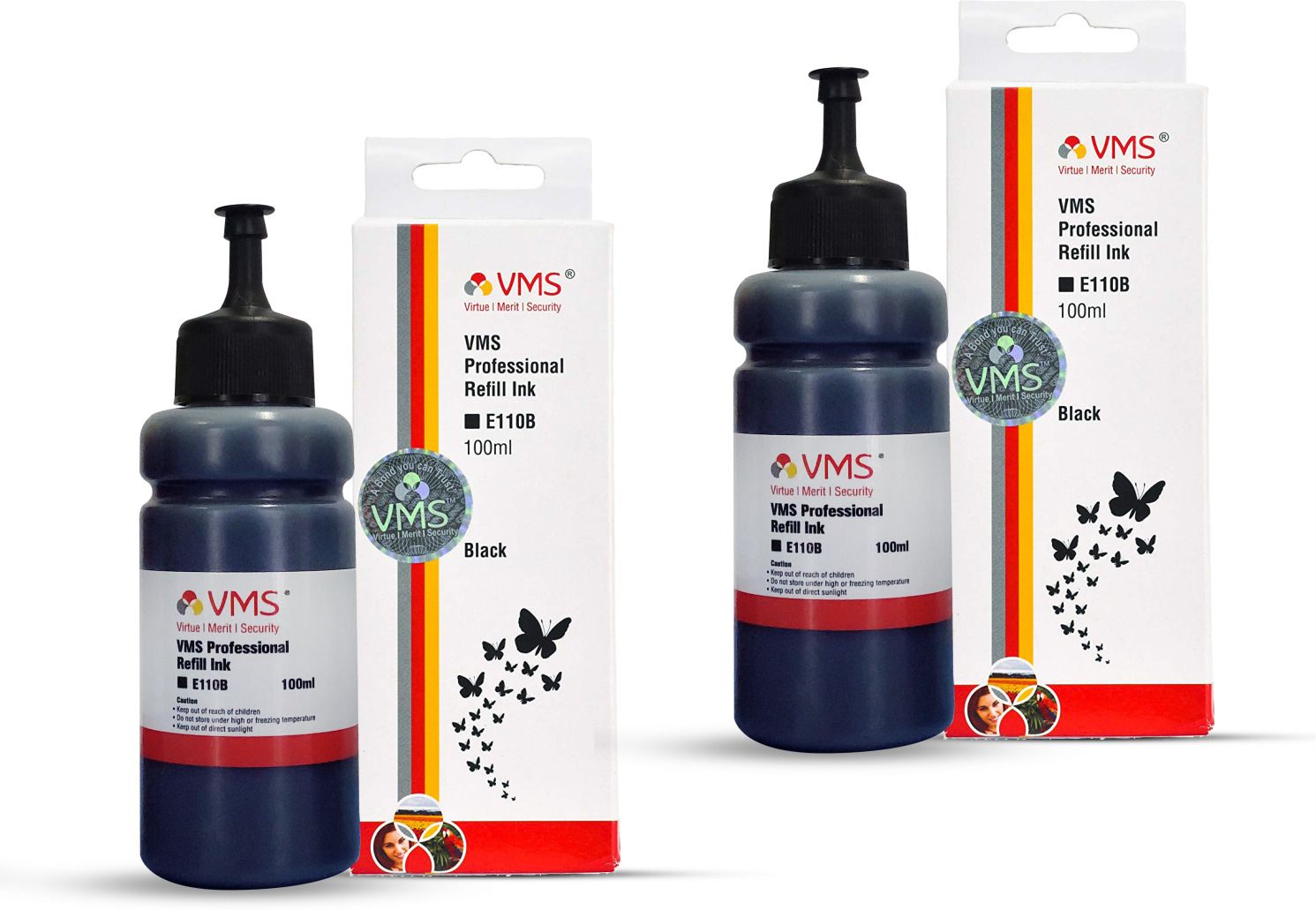 VMS Professional Black Refill Ink for HP, EPSON and All Inkjet Printers 100 ML (Pack of 2) Black Ink Cartridge-image-42