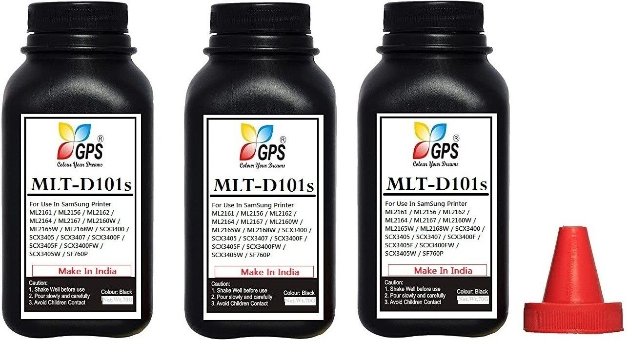 Black MLT-D101s / D101 Refill Toner Powder For Printer ML2161 / ML2156 / ML2162 / ML2164 / ML2167 / ML2160W / ML2165W / ML2168W / SCX3400 / SCX3405 / SCX3407 / SCX3400F / SCX3405F / SCX3400FW / SCX3405W / SF760P ( Pack Of 3 Bottle with Nozlle 70gms Each . Black Ink Toner Powder-image-19