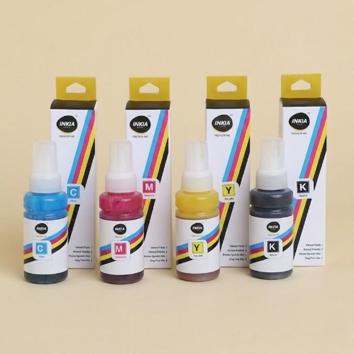 INKIA INKS t664 inks for Ep L100 / L110 / L130 More Printer Black + Tri Color Combo Pack Ink Bottle-image-16