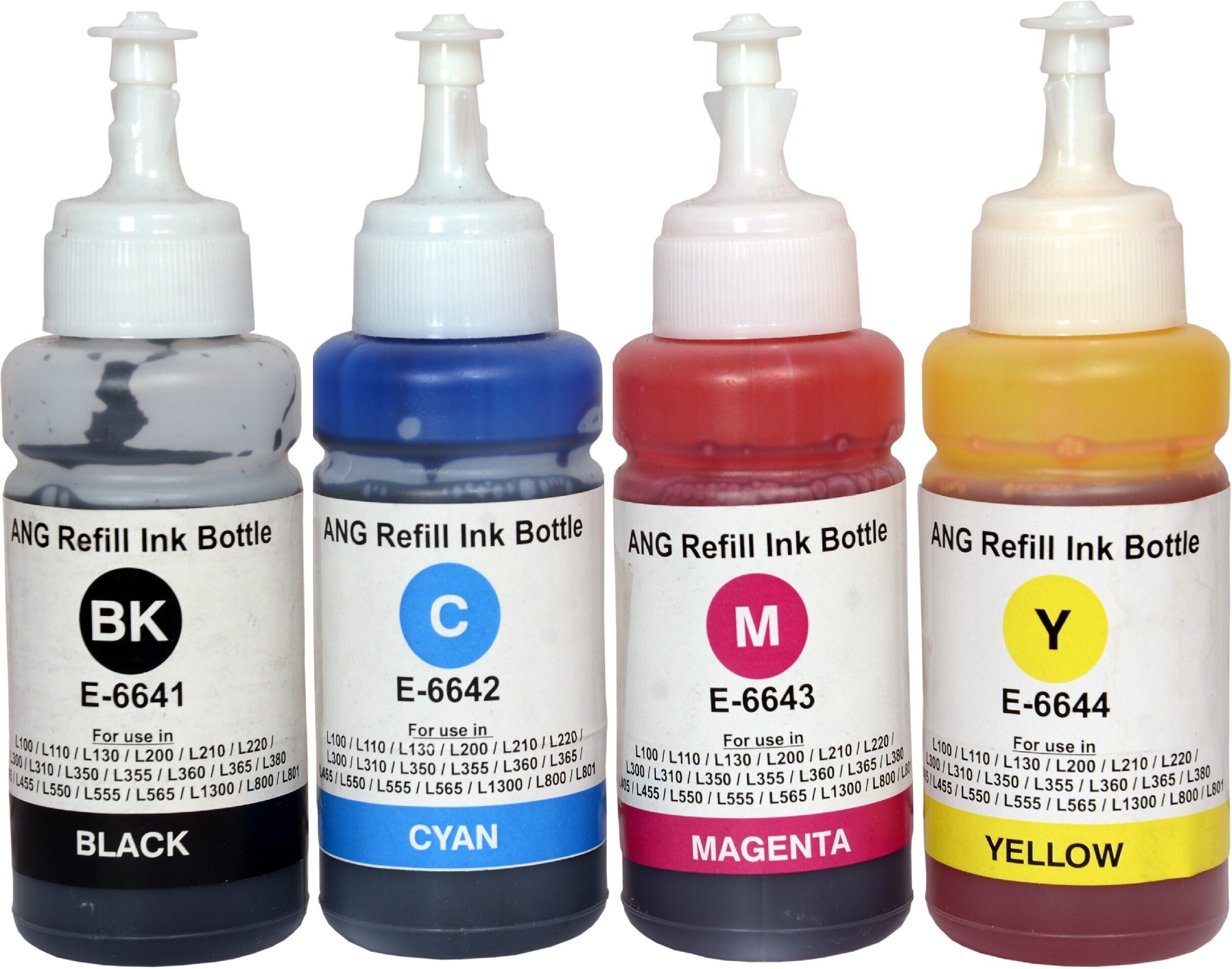 Ang Refill Ink Bottle -70 ml Compatible For Use in Epson L130 Printer Black + Tri Color Combo Pack Ink Bottle image 1