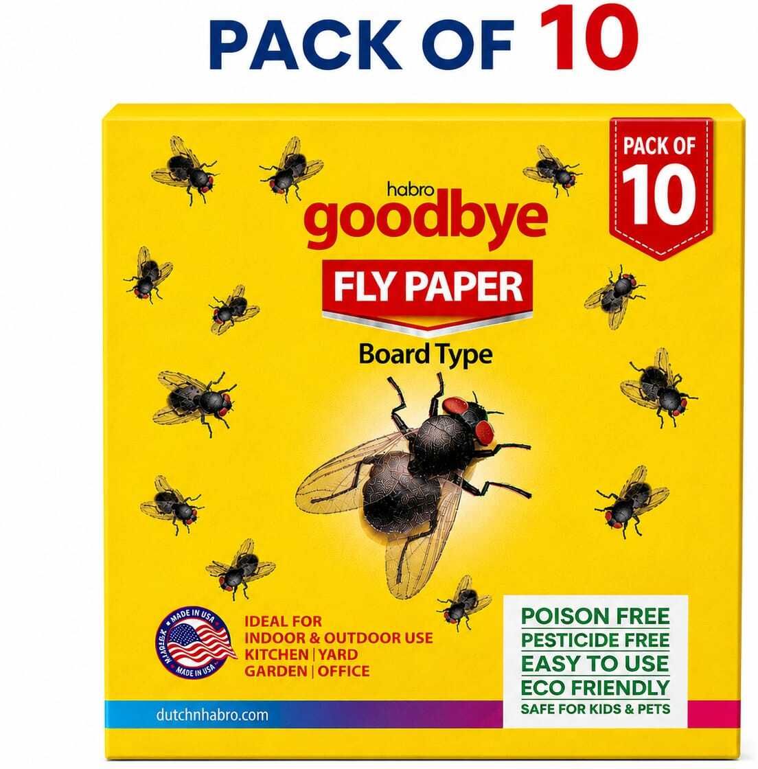 Dutch & Habro Goodbye Fly Paper Board Type Sticky Fly Catcher Pack of 10 Insect Net-image-29