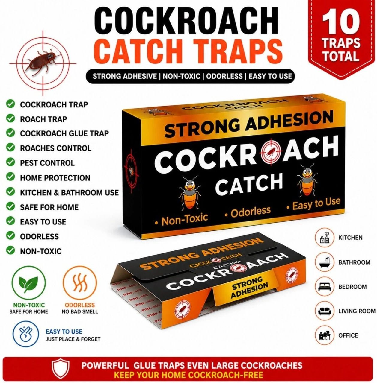 Cockroach Trap Strong Adhesion Roach Catcher Box for Kitchen Home Use Insect Net-image-22
