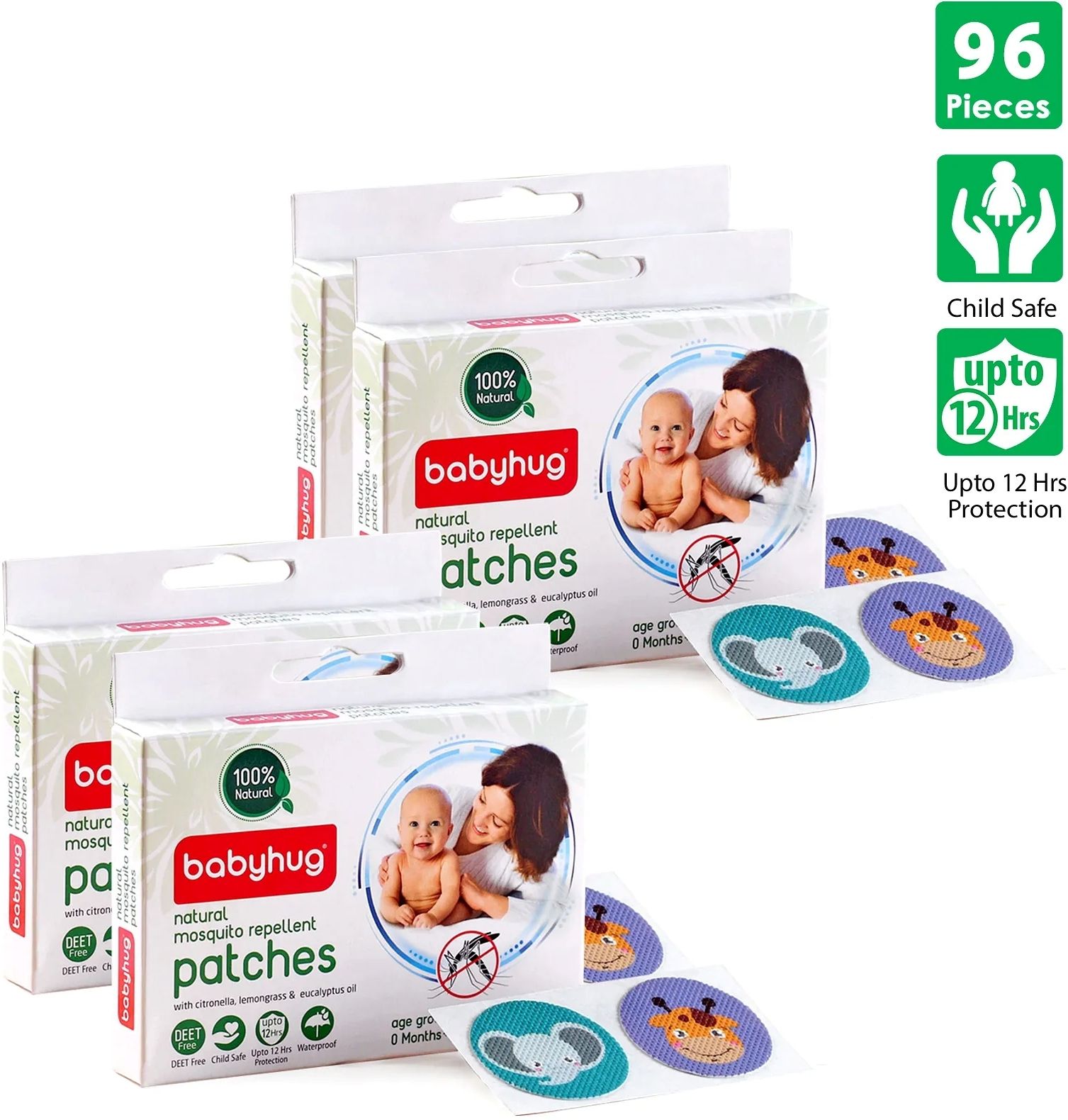 Natural Mosquito Repellent Patches for Babies, Protects from Dengue (96 Patches)-image-45