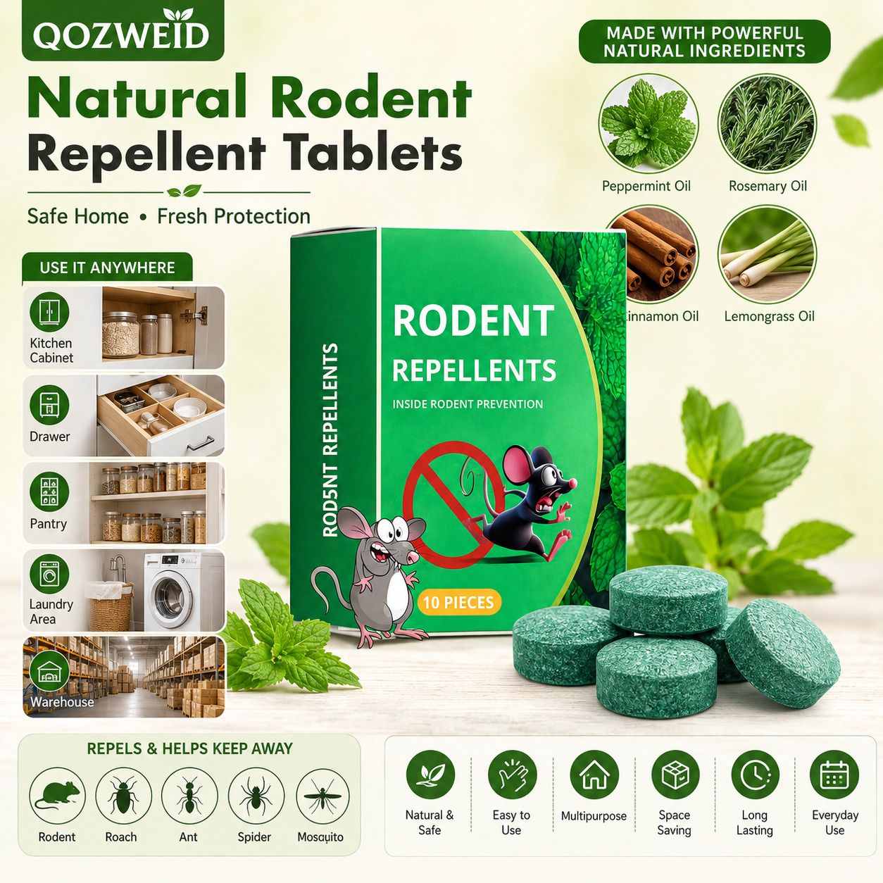 qozweid Long Lasting Natural Rodent rat Repellent Tablets Pest Control Anti Rat Insect-picture-25