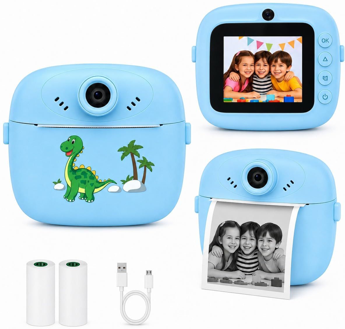 VANZARA Kids DIY instant photo printer cemera V228 Instant Print Kids Camera with HD Digital Display, Thermal Paper Printing V228 Instant Camera-image-49