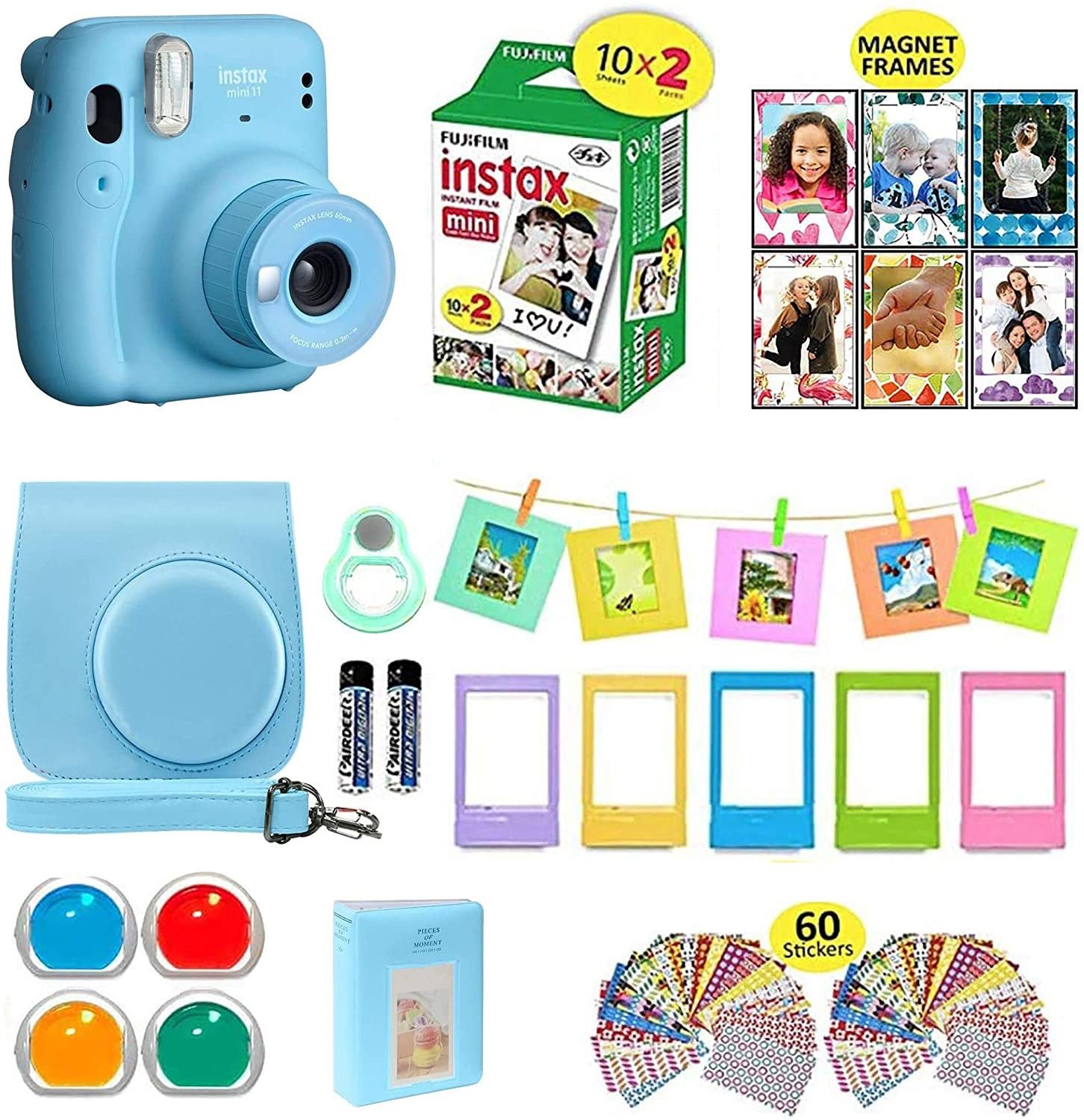 FUJIFILM instax mini 11 Mini 11 Blue with 20 shots,pouch, Album, frames, color filters, stickers Instant Camera-picture-34