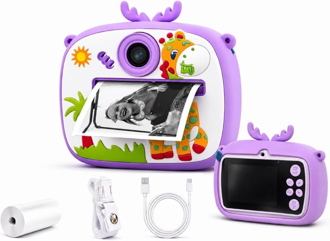 HAPPY CHAPPIE DIY INSTANT PHOTO PRINTER CAMERA Kids Instant Print Camera HD Thermal Camera Rechargeable Cartoon Giraffe Instant Camera-image-33