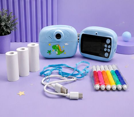 LIVORA Kids Instant Photo Print Camera with Dual HD Lens & Video Recording Portable Kids Photo Printing Camera with Screen, Paper Rolls & Drawing Set Instant Camera-image-1