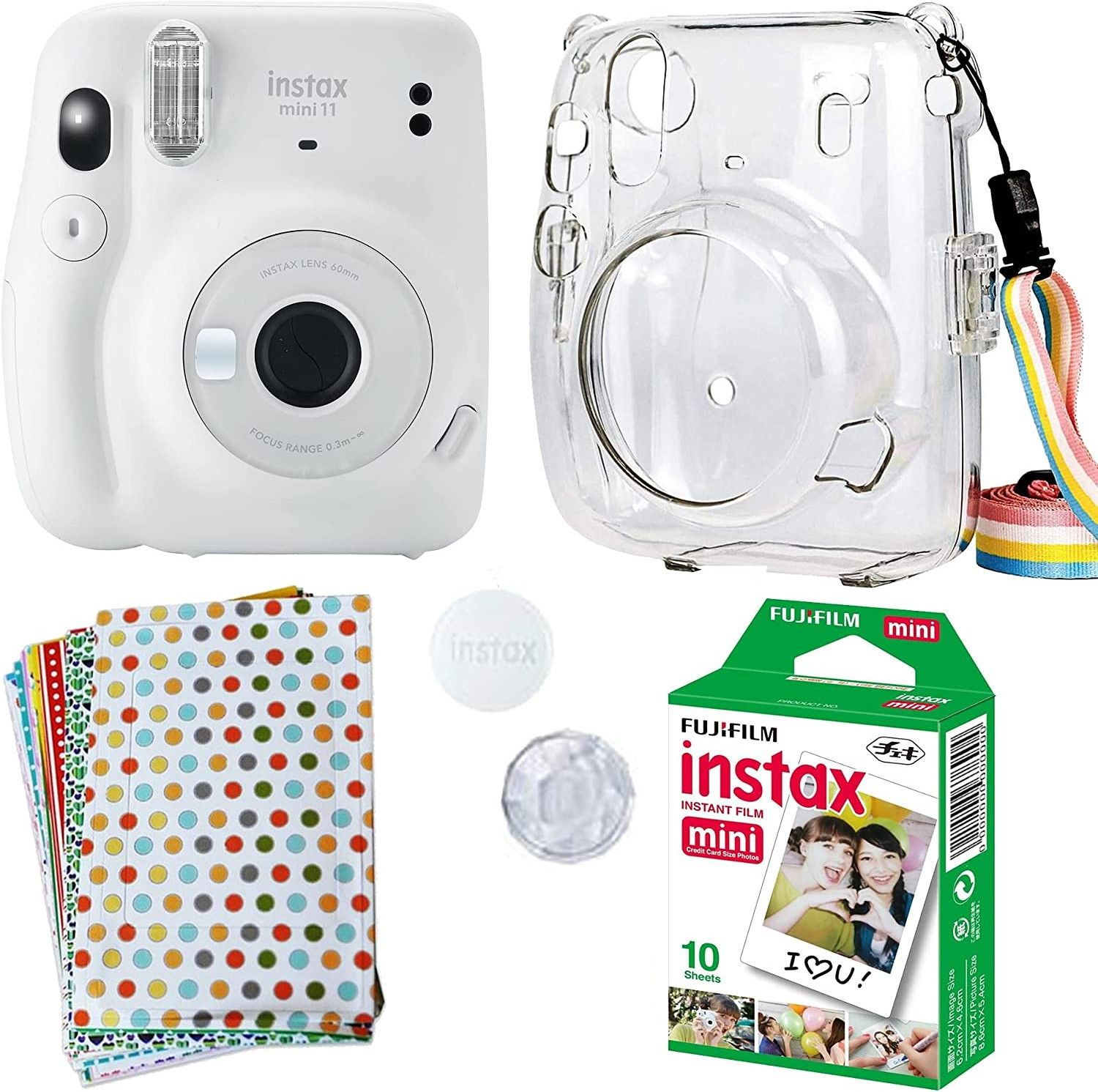 FUJIFILM instax mini 11 Mini 11 White with transparent case, 10x1 film and 20 stickers Instant Camera-picture-36