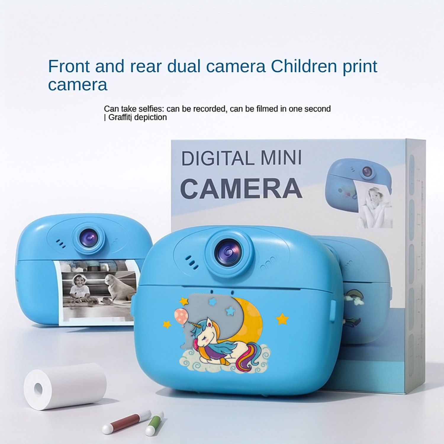 BAIRNINO Kids Instant Print Camera with Cute Unicorn Design | Dual Camera (Front & Rear) Fun Photo & Video Recorder, Music & Games, Ink-Free Print Camera (Free 1 Roll) Instant Camera-image-4