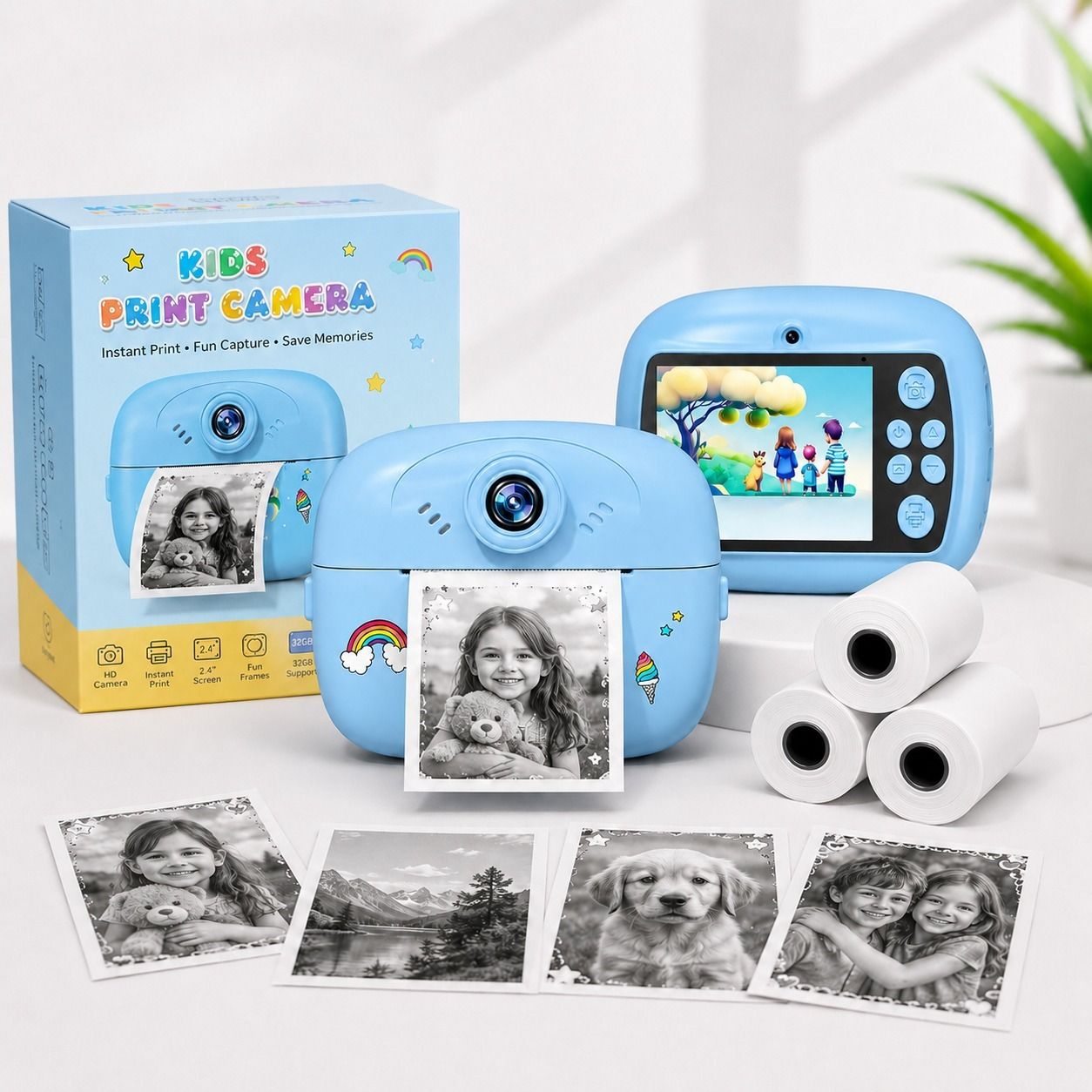 THYWILL SOLUTIONS Dinosaur Print Camera Kids Camera with Thermal Printing Technology With Three Rolls Instant Camera-image-3
