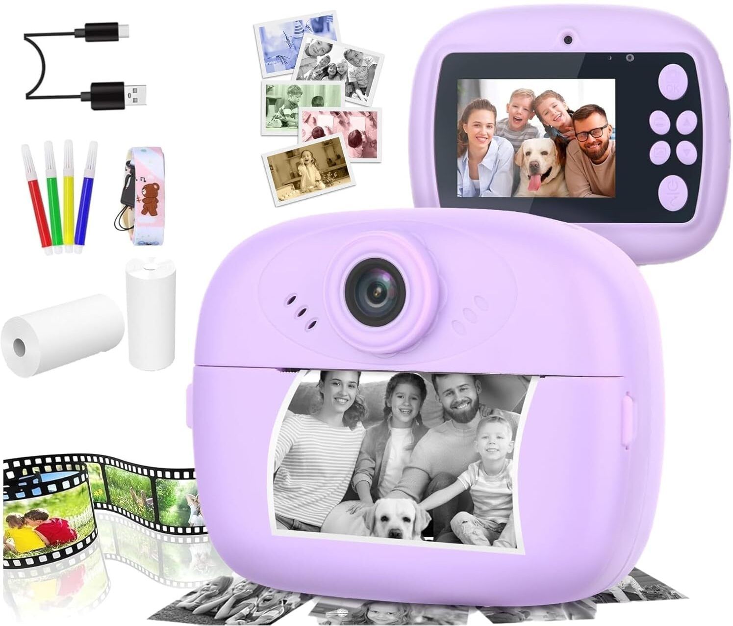 Zuigo digital printer cemera Instant Photo Printer Camera for Kids, Boys & Girls purple Colour = Instant Camera-image-27
