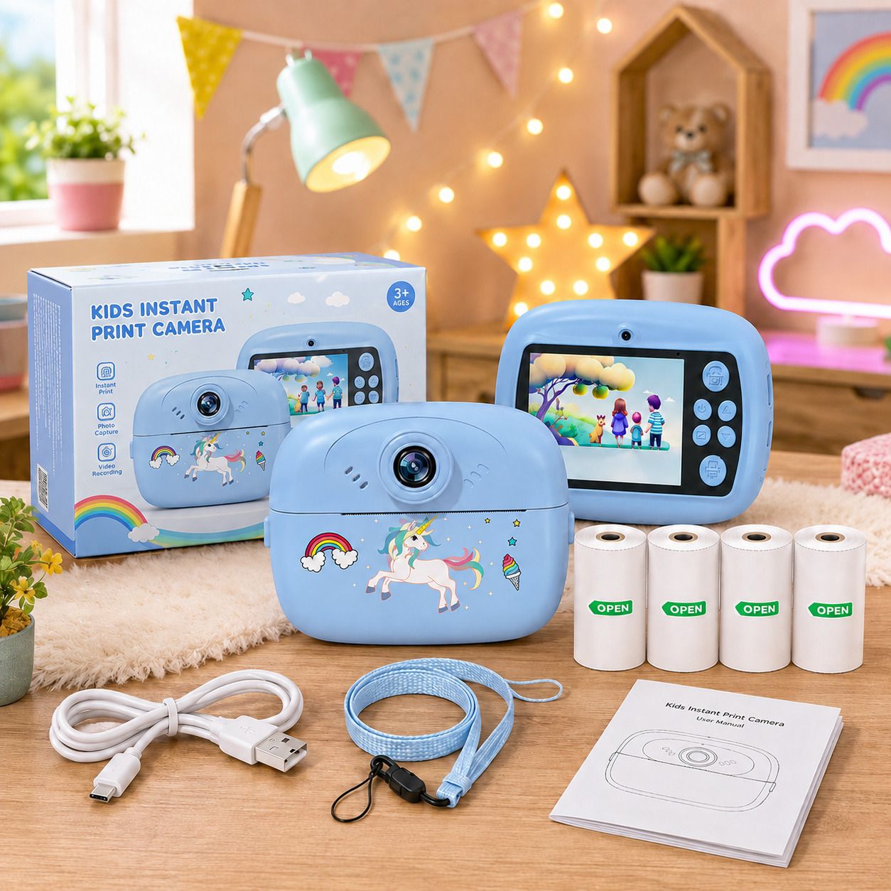 Zuigo DIY instant photo printer cemera Instant Photo Printer Camera for Kids, Boys & Girls BLUE colour - Instant Camera-image-32