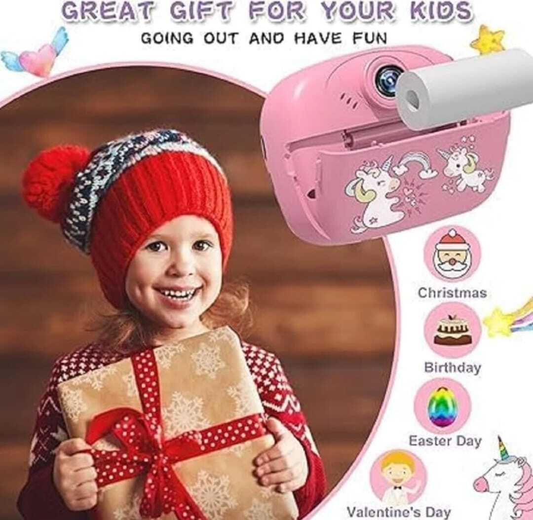 HAPPY CHAPPIE DIY instant photo printer cemera Instant Photo Printer Dual Selfie + Camera for Kids, Boys & Girls (PINK) Instant Camera