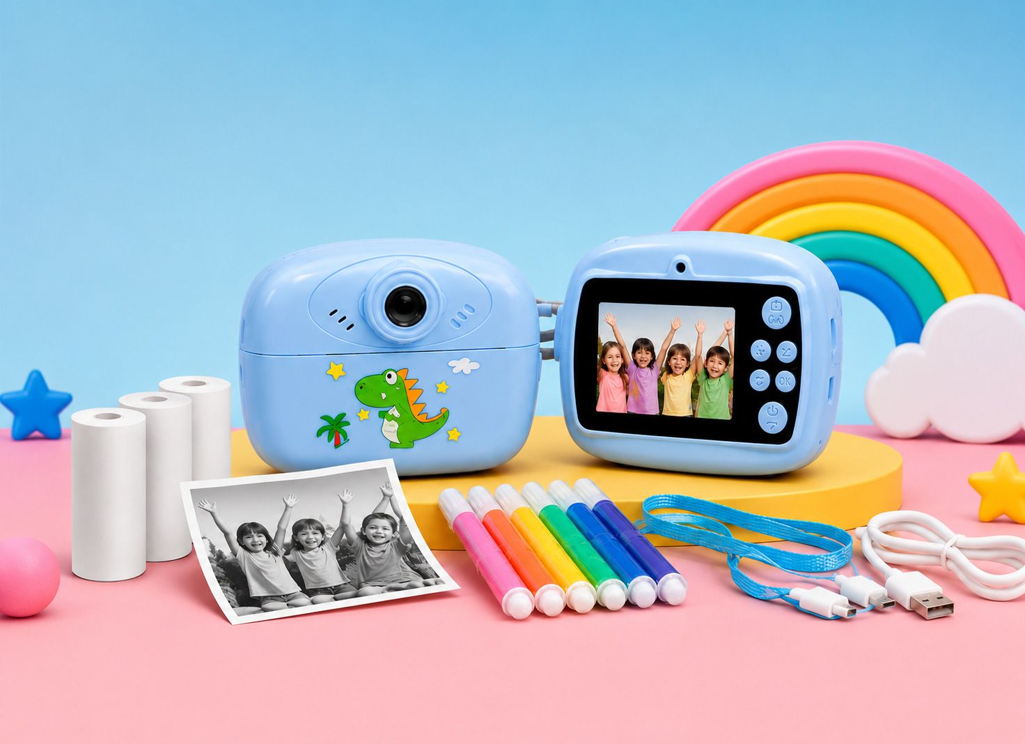 ClickPic 48MP Lens with 3 Rolls Included in Box Educational Instant Print Camera Toy for Kids with Thermal Paper & Markers Instant Camera-picture-14