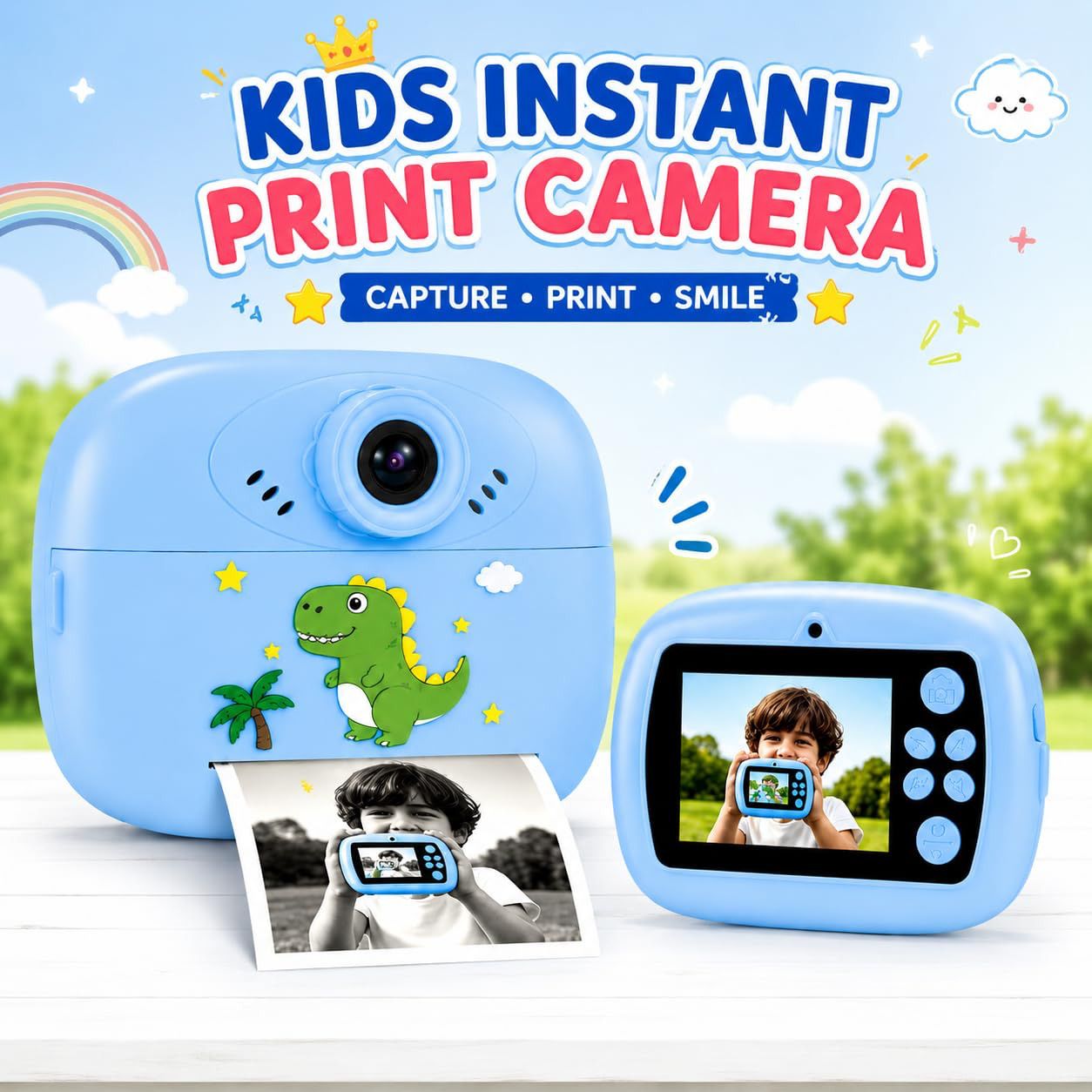 VANZARA Kids DIY instant photo printer cemera V238 Instant Print Kids Camera with HD Digital Display, Thermal Paper Printing V238 Instant Camera-image-26