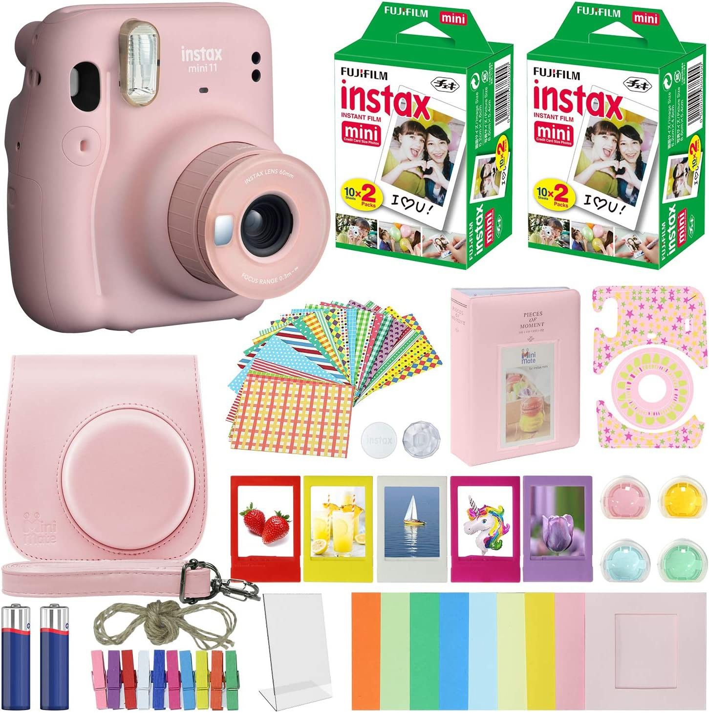 FUJIFILM instax mini 11 Mini 11 Pink with Film 10x4 & Case, Filters, Photo Album, Stickers, frames Instant Camera-picture-30