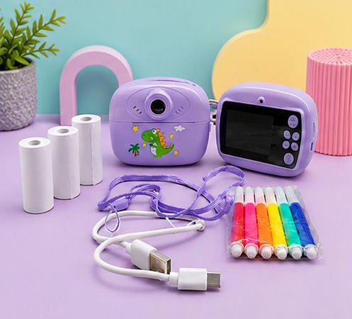 ZECOMMERCE HD Kids Print Camera Pink with Display, Strap & Paper Rolls Instant Camera-picture-29