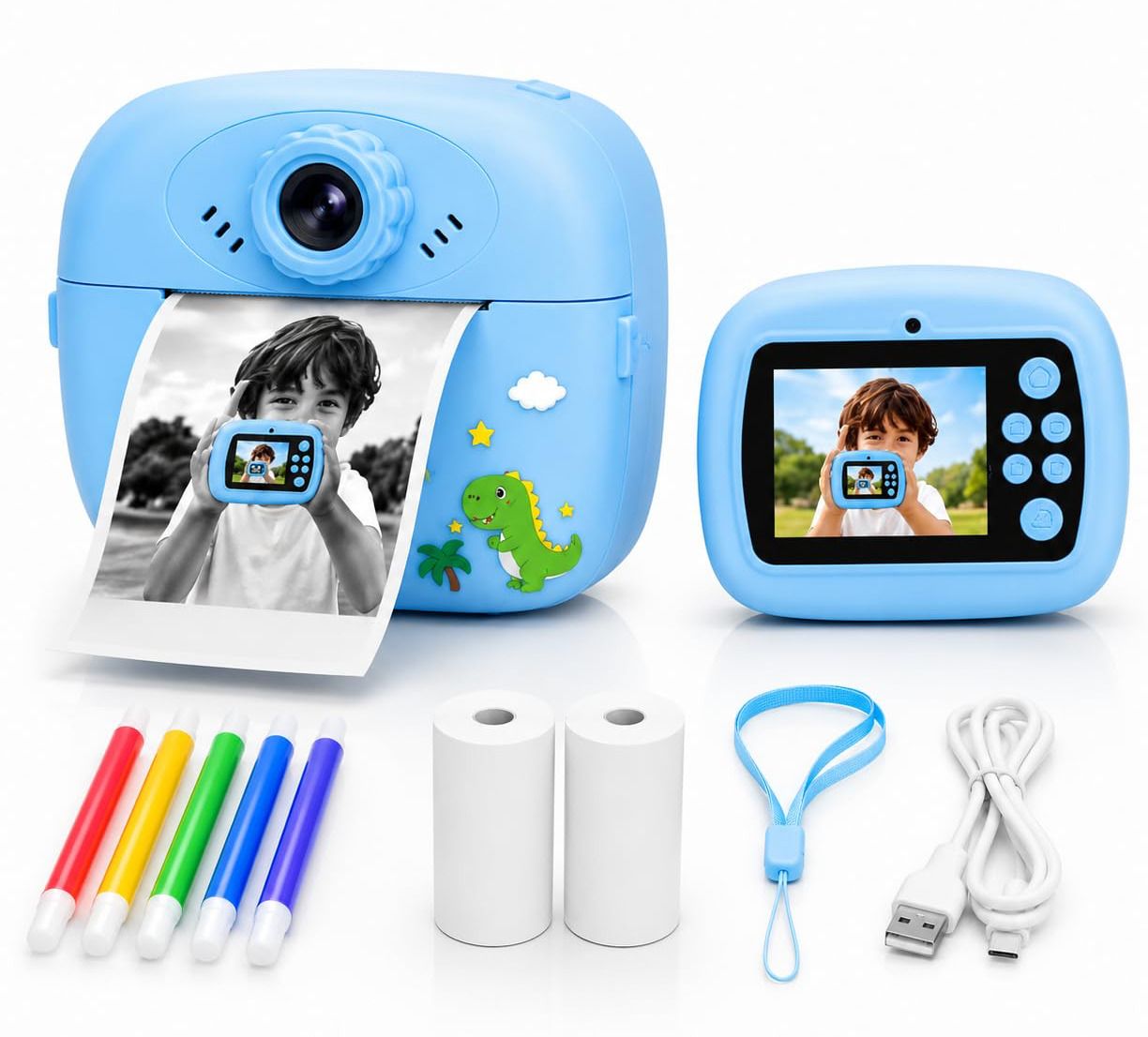VANZARA Kids DIY instant photo printer cemera V221 Instant Print Kids Camera with HD Digital Display, Thermal Paper Printing V221 Instant Camera-image-4
